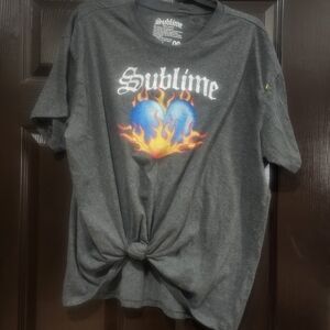 Sublime Charcoal Short Sleeve Tee with Heart and Flame Design